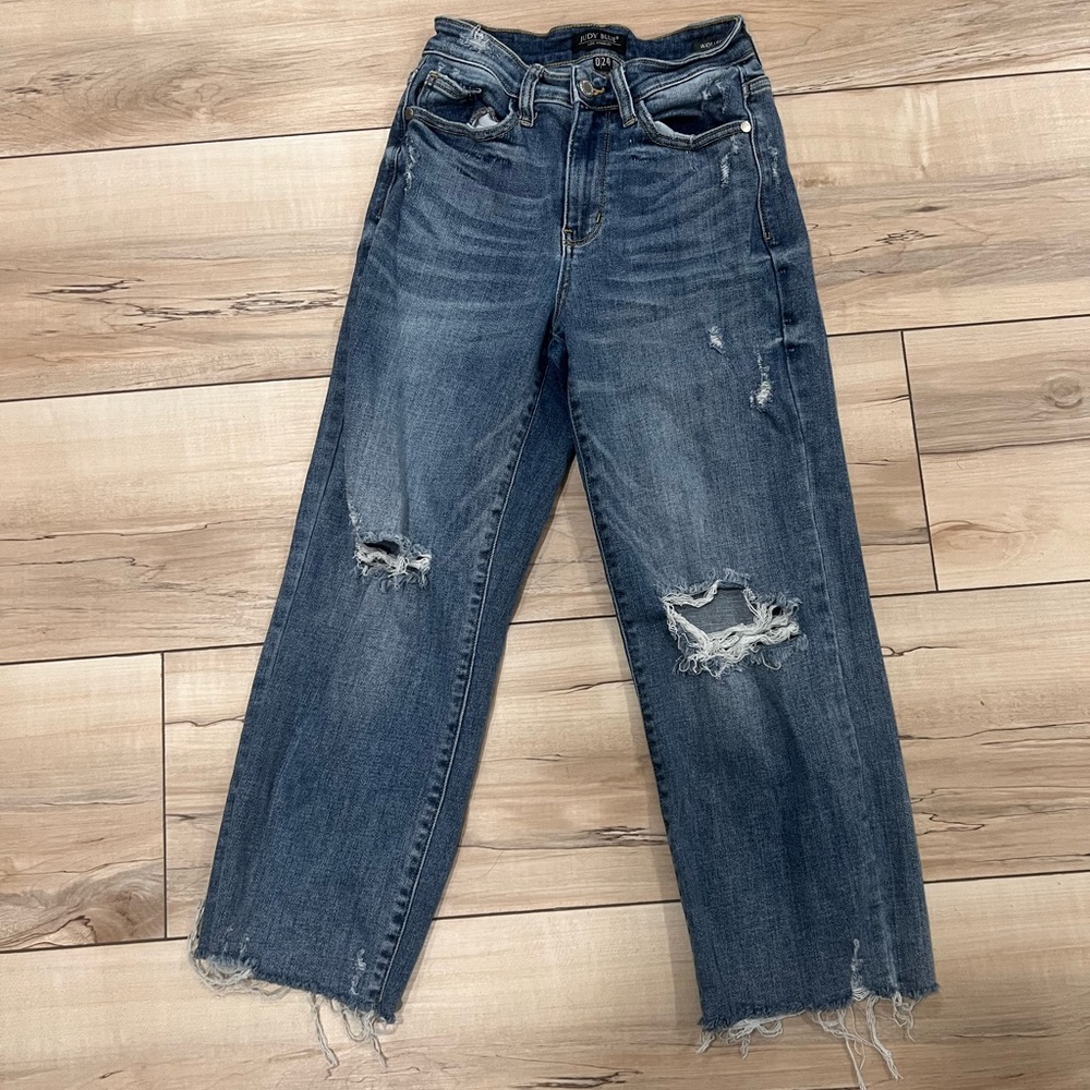 Judy Blue Wide Leg Jeans Distressed Size 0/24